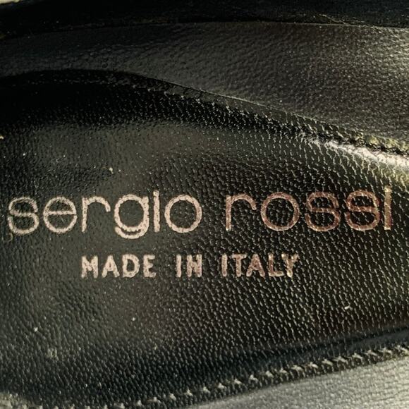 SERGIO ROSSI Size 6.5 Navy Suede Perforated Kitten Heel Pumps - Picture 7 of 8